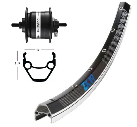 Winora V-Rad 28x1.75Nabend.DHC3000 sz.Starr 36L Exal ZX 19 schw/silb.Niro-Spei.(sz)