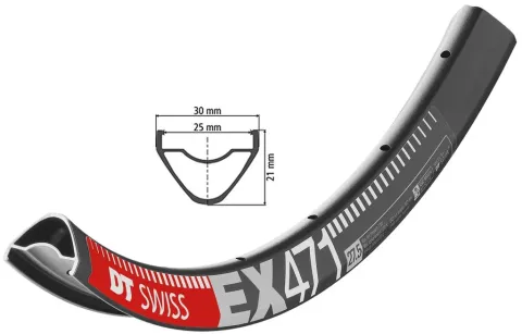 DT Swiss Felge EX 471 27.5", schwarz,28 Loch, 584-25, VL 6,5mm