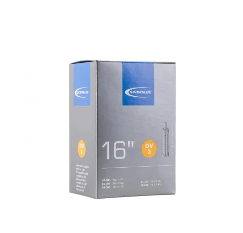 Schwalbe Schlauch DV3 16x1.75-2.50" (47/62-305)  16 Zoll Fahrradschlauch mit Dunlop-Ventil 32 mm,…