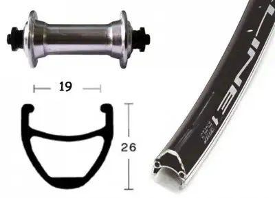 Bike-Parts Laufrad|Vorderrad 26x1.75 Zoll TX 500 silber Schnellspanner 36-Loch Airline 1 schwarz…