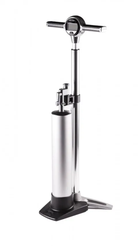 Crankbrothers Klic Standpumpe Tubeless Tank digitales Manometer silber