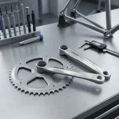 Amar Kettenradgarnitur Alu satinfarbig 170mm, 44 Zähne, 4-Kant, kaltgeschmiedete Kurbelarme,…