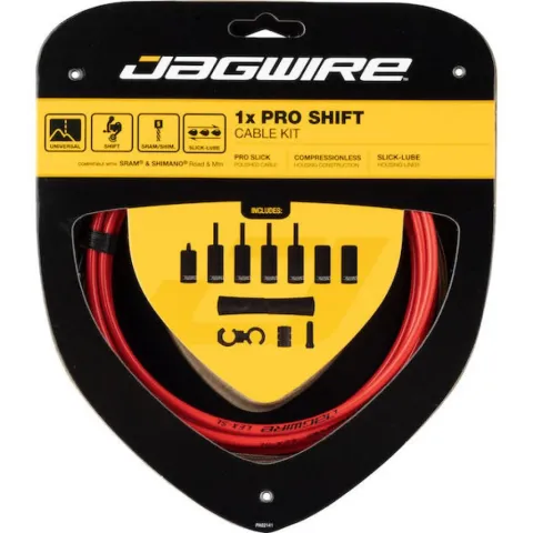 Jagwire Schaltzugset Pro Shift 1x Rot - Präzise Performance mit Slick-Lube Technologie
