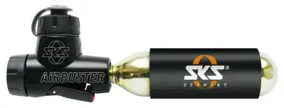SKS Airbuster CO2-Kartuschenpumpe mit Aluminiumgehäuse - Adapter - Druckdosierventil Kälteschutz…