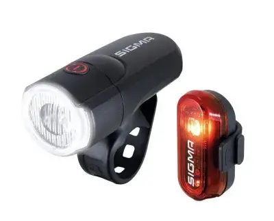 SIGMA AURA 30/Curve Fahrradbeleuchtungsset: 30 Lux Frontlicht, 40 m Reichweite, 2 Leuchtmodi,…