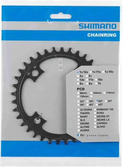 SHIMANO Kettenblatt SM-CRE80-12 36Z für E-BIKE SYSTEMS - Effiziente Kraftübertragung
