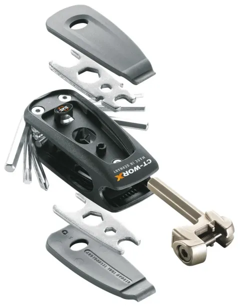 SKS Germany Multitool CT-Worx 20 Funktionen - Kompaktes Fahrradwerkzeug mit Innensechskant, Torx,…