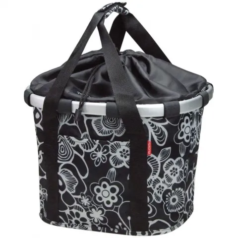 KLICKfix Fahrradkorb Fahrradtasche Bikebasket Reisenthel fleur schwarz 35x28x26 cm