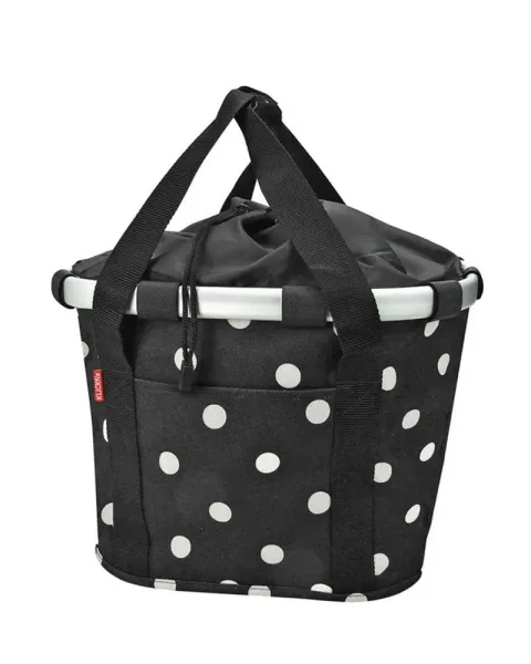 KLICKfix Fahrradkorb Fahrradtasche Bikebasket Reisenthel black dots 28x26x35 cm