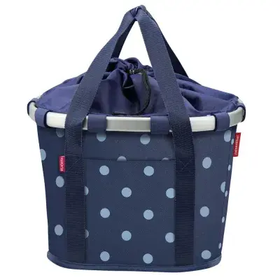 KLICKfix Bikebasket Reisenthel Mixeddots Blue - Fahrradkorb 28x26x35 cm mit Adapter - Fahrradtasche