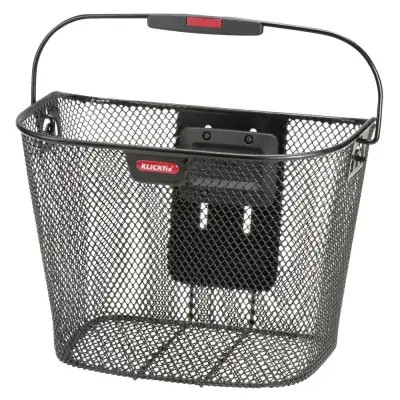 KLICKfix Uni Fahrradkorb schwarz  Lenkerkorb 16 L, feinmaschig, höhenverstellbar, mit Adapterplatte