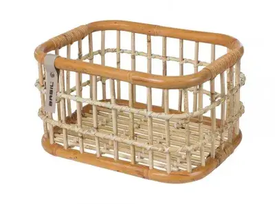 Basil Green Life Rattan Fahrradkorb M, 18L, 39x29x22cm, naturbraun, handgefertigt, ökologisches…