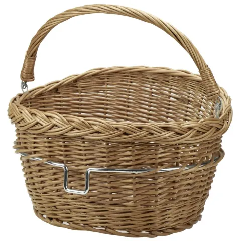 KLICKfix Weidenkorb braun 40x31x30 cm, Naturweide, klappbarer Griff, verchromter Adapterbügel, 18…
