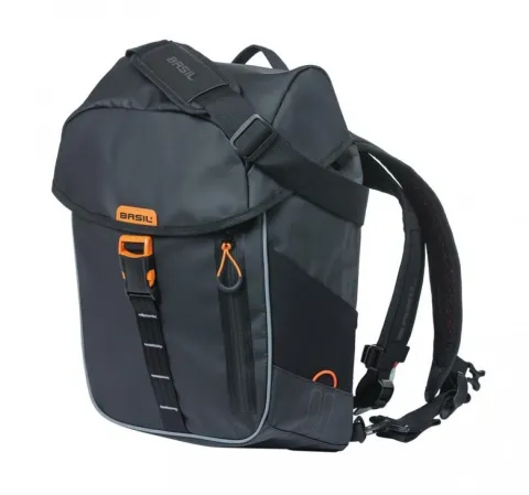 Basil Fahrradrucksack Miles Tarpaulin schwarz orange 31x17x44cm