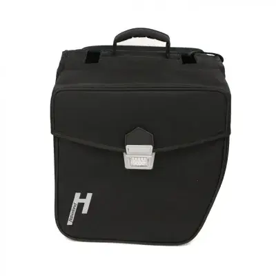 Haberland Doppeltasche 31l Pur schwarz - robuste Gepäckträgertasche mit viel Stauraum