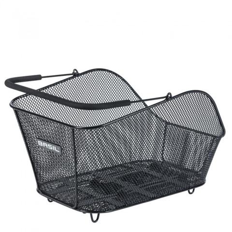 Basil Icon M MIK - schwarzer feingmaschiger Stahl-Hinterradkorb mit MIK-Adapterplatte &…
