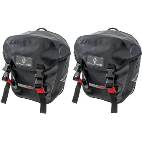 M-Wave Fahrradtaschen MANITOBA Set - 2 Seitentaschen je 12,5 Liter, wasserdicht, reflektierend,…