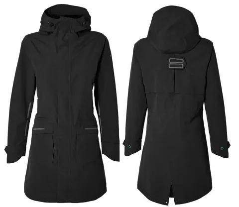 Basil Regenparka Mosse Women Jet Black L - Wasserdichter Damen Fahrrad-Regenmantel - Bekleidung