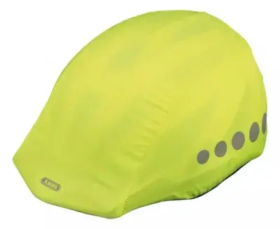 ABUS Regenkappe Neongelb - wasserabweisend, Signalhelm-Überzug mit Reflektoren, universell passend