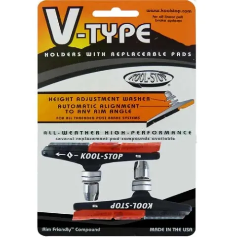 Kool-Stop Bremsschuhe H5 V-Brake dual Standardgröße schwarz-salmon - starke Bremsleistung bei jeder…