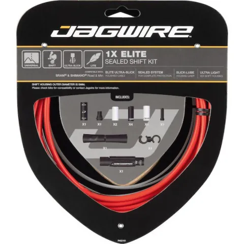 Jagwire Schaltzugset Road & Mountain Elite Sealed 1x Rot - Vollständiger Schutz & Präzision