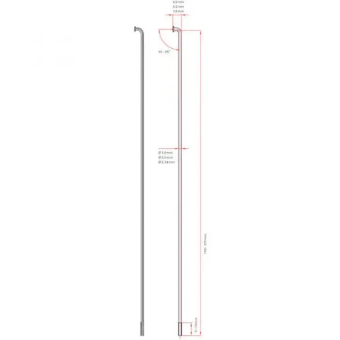 DT Swiss Speiche Champion 2.0 VE100 silber 222 mm - robuste J-Bend-Speiche für Straße & MTB
