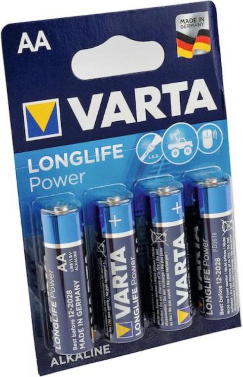 Varta Longlife Power Mignon (LR6, AA) Größe AA silber,blau - leistungsstarke Batterien für Geräte…