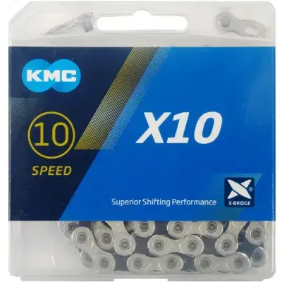 KMC X10 10s Kette 122 Glieder silber-schwarz - leicht laufende 10-fach Schaltung