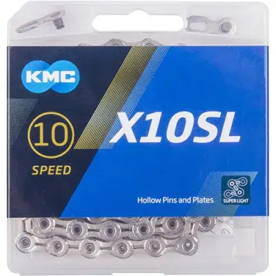 KMC X10SL 10-fach Fahrradkette, 114 Glieder, vernickelt, 253g, kompatibel mit Shimano, SRAM,…