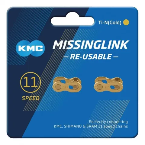 KMC MissingLink 11R Ti-N Gold, 2 Stück, Kettenschloss 11-fach 5,65mm, langlebig, wiederverwendbar,…