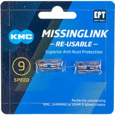 KMC Kettenschloss MissingLink 9-fach 1/2 x 11/128 silber 6 - 6mm für 9s Ketten 2 Stück auf Karte…
