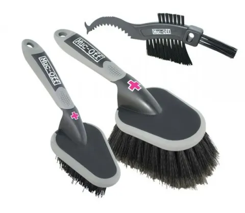 Muc-Off 3x Brush Set - Premium Bürstenset für Fahrradreinigung, 3-teilig, Schwarz