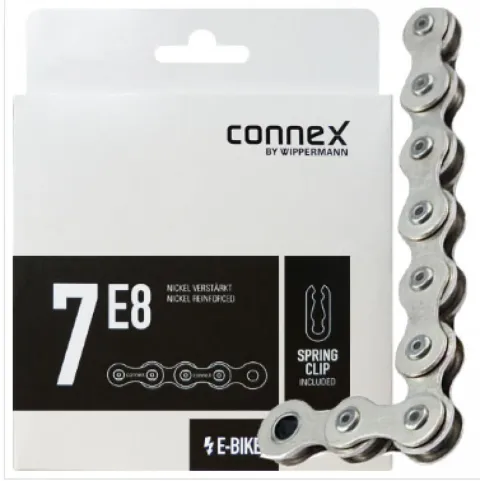 Connex 7E8 E-Bike-Fahrradkette 1-fach 136 Glieder Silber - verstärkt für Nabenschaltung