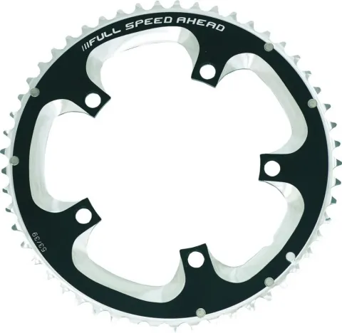 FSA Kettenblatt Road Super 5-Arm 2x 130 mm x 53 T Schwarz/silber - präzise Schaltperformance