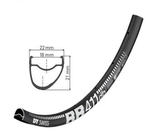 DT Swiss Felge RR 411 Asymmetric Disc 32 Loch Schwarz - leichte Rennrad-Disc-Felge