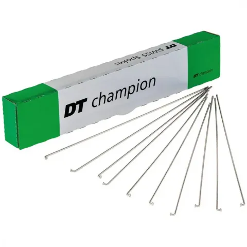 DT Swiss Speiche Champion 2.0 VE100 silber 302 mm - robuste J-Bend-Speiche für Straße & MTB