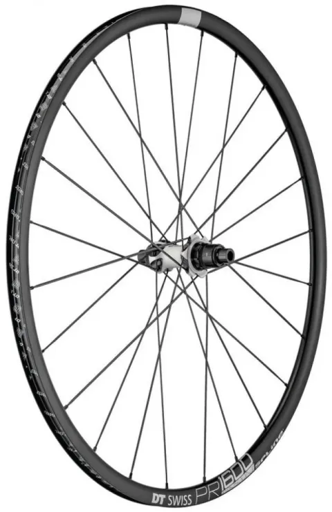 DT Swiss Laufrad PR 1600 Spline Disc 622x18 mm Schwarz - komfortstarkes Rennrad-Vorderrad