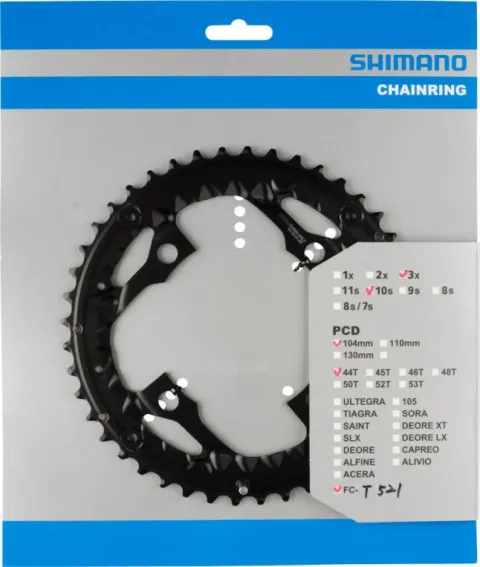 SHIMANO Kettenblatt FC-T521 44 Zähne - langlebiges Trekking-Kettenblatt für präzise…