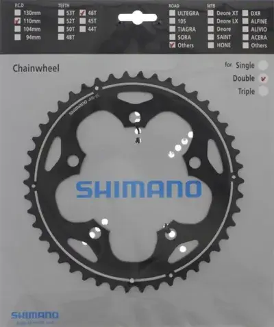 SHIMANO Kettenblatt FC-CX50 46 Zähne Schwarz - präziser Antrieb für Cyclocross und Straßenräder