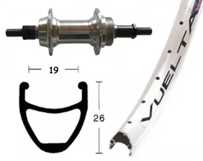 Bike-Parts Laufrad Hinterrad 26x1.90 Zoll Schraubkranz silber Vollachse 36-Loch Rodi Airline 1…