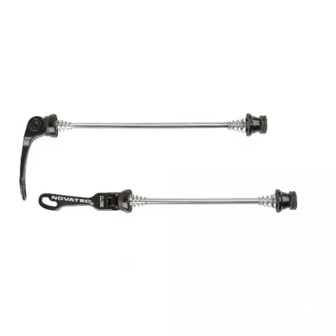 Novatec Schnellspanner-Set 84g Schwarz - Leichte Aluminium-Schnellspanner für Vorderrad & Hinterrad