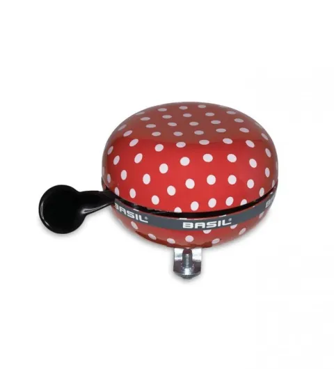 Basil Ding-Dong Fahrradklingel Polka Dot 80 mm - Rot mit weißen Punkten - 2-Klang Metall Glocke auf…