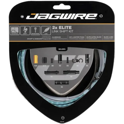 Jagwire Schaltzugset Road & Mountain Elite Link 2x Ltd. Celeste - maximale Schaltpräzision