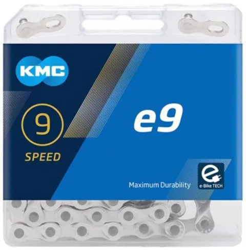 KMC Fahrradkette E9 E-Bike Kette 9-fach 122 Glieder silber - verstärkte Nietverbindung - kompatibel…