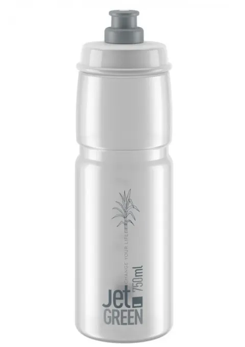 ELITE Trinkflasche JET GREEN 750ml - Biokunststoff Fahrradlasche transparent mit grauem Logo