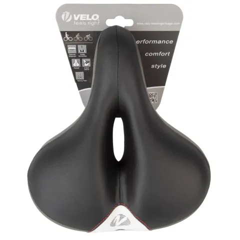 Velo Newport Gemini Damen-Fahrradsattel, schwarz/grau, 245x212 mm, Memory Foam, O-Zone Full Cut,…