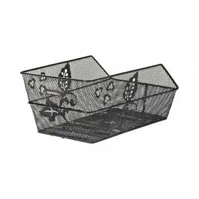 Basil Cento Flower HR-Schultaschenkorb - schwarz engmaschig Stahl festmontiert Blumenmotiv 39x24x20…