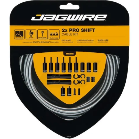 Jagwire Schaltzugset Road & Mountain Pro 2x Grau - präzise Schaltperformance