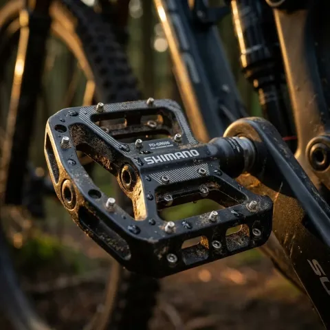 SHIMANO Pedal PD-GR500 Schwarz Flat Pedal - stabiler Plattformkörper für Trail- und…