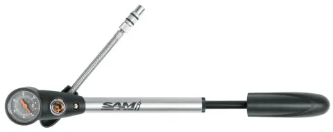 SKS SAM Dämpferpumpe - kompakte Aluminium-Pumpe mit schwenkbarem - stahlflexverstärktem Schlauch 25…